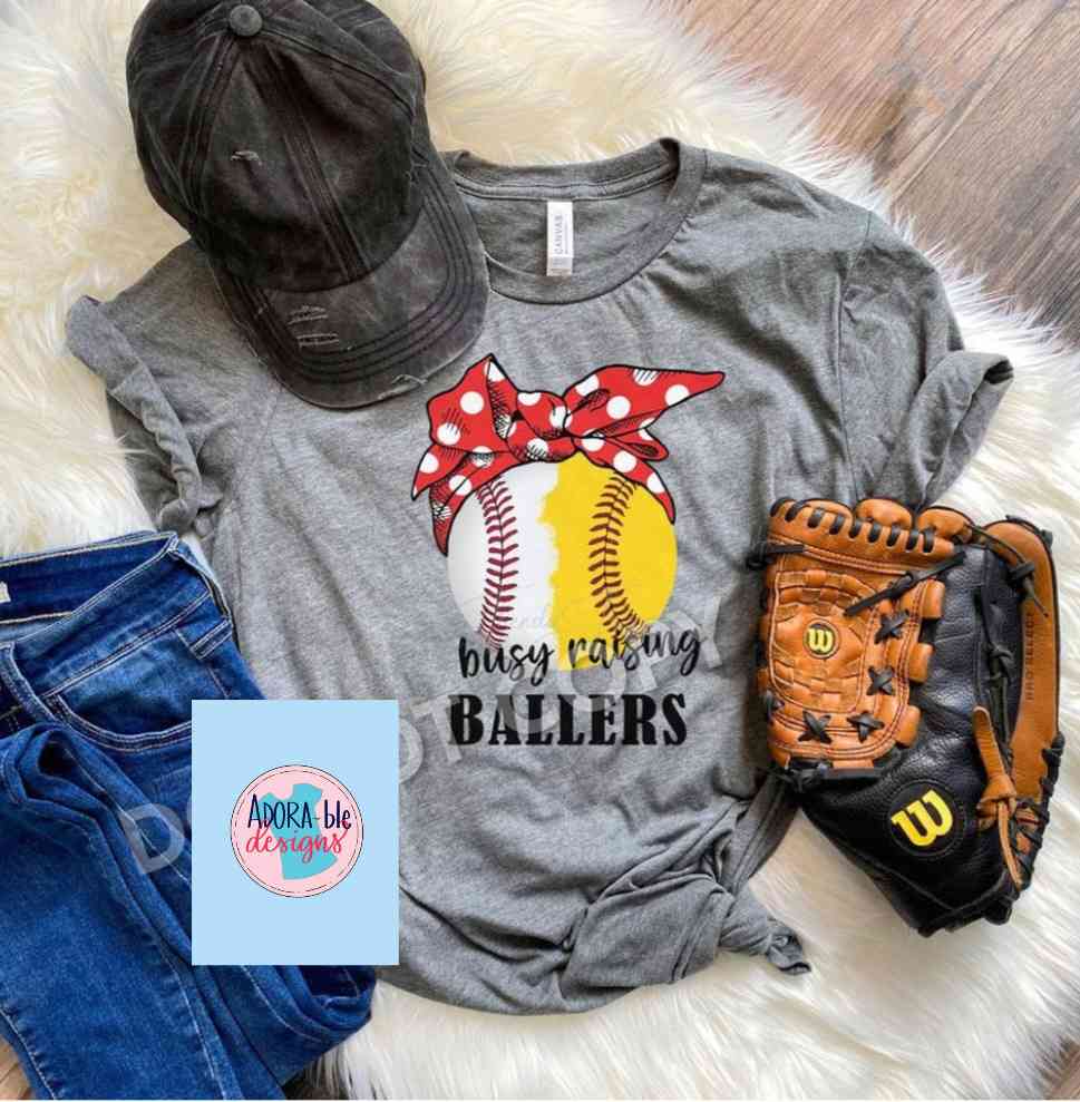 Busy Raising Ballers Bow - Softball & Baseball