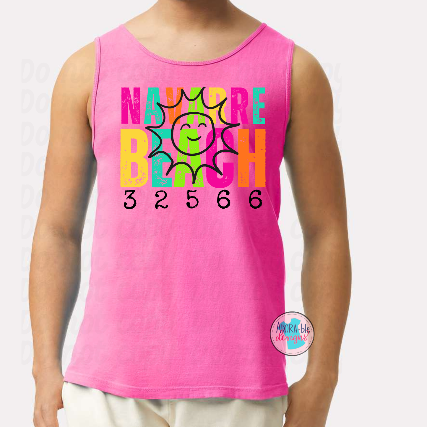 Navarre Beach Neon Pink Comfort Colors Tank