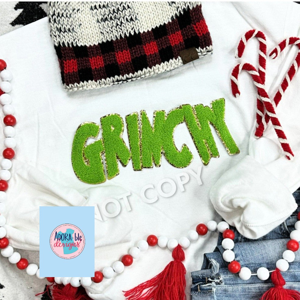 Grinchy White Crewneck