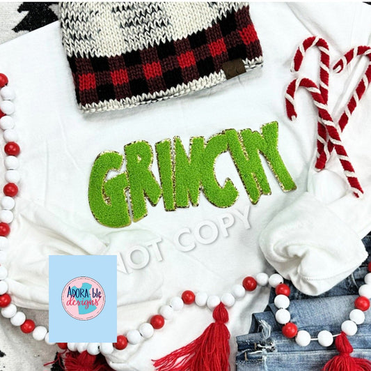 Grinchy White Crewneck