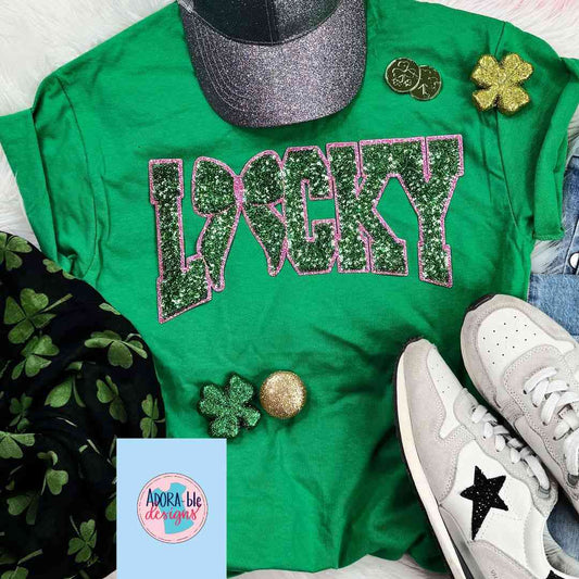 Green Sequin Lucky patch
