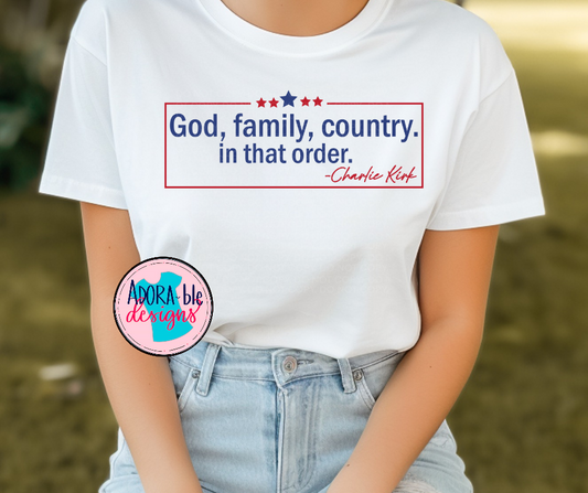 God, Family, Country in That Order