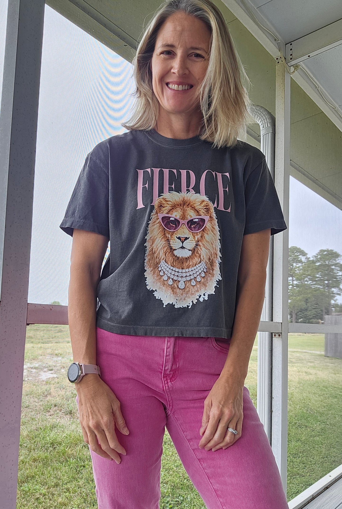 Summer Vibes on a Neon Violet Comfort Color Crop T-shirt