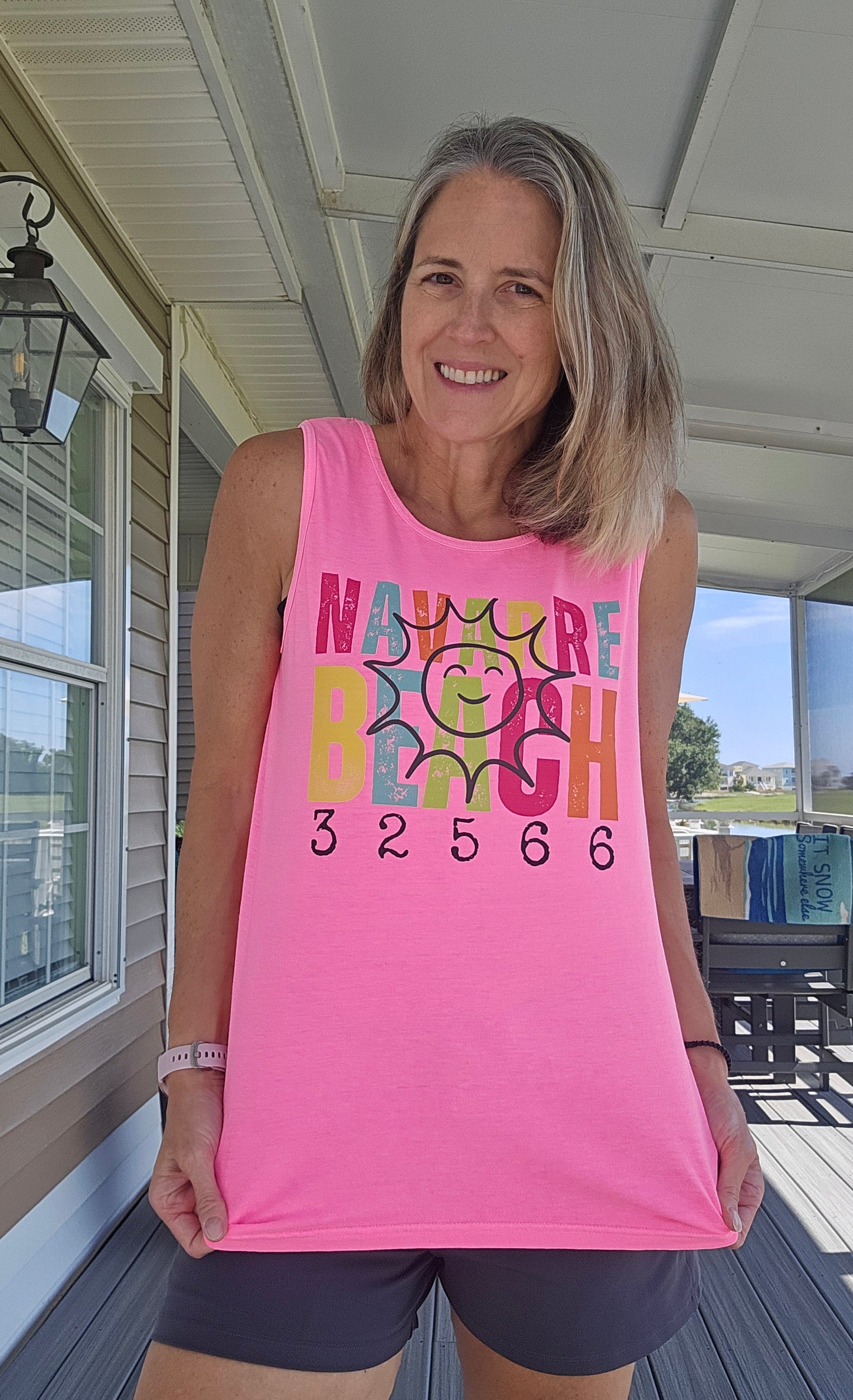 Navarre Beach Neon Pink Comfort Colors Tank