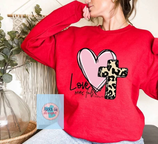 Love Never Fails Leopard Cross