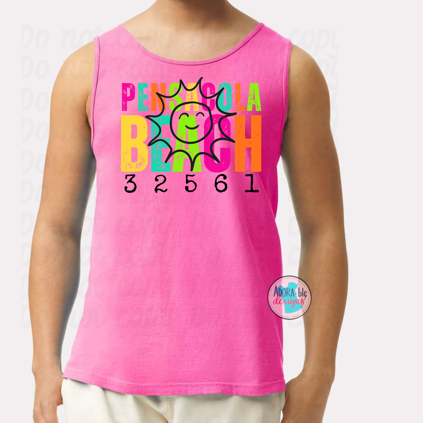 Pensacola Beach Neon Pink Comfort Colors Tank