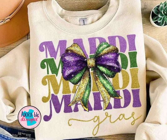Mardi Gras Stacked with Bow